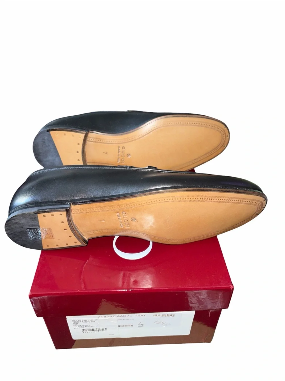 Gucci Black Leather Men's Loafers with Embossed Pattern and Silver Bit size 7